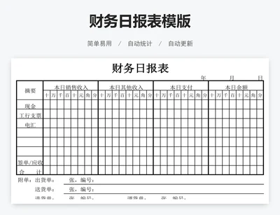 财务日报表模版