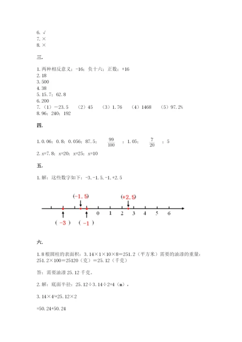 人教版六年级数学小升初试卷带答案（研优卷）.docx