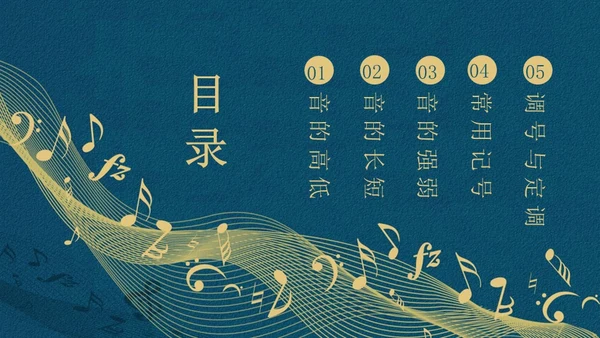 蓝色简约认识简谱说课课件PPT模板