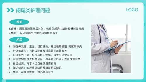 绿色简约阑尾炎护理查房PPT模板宣传PPT动态PPT