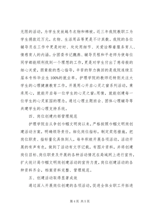 学院巾帼文明岗自查报告 (2).docx