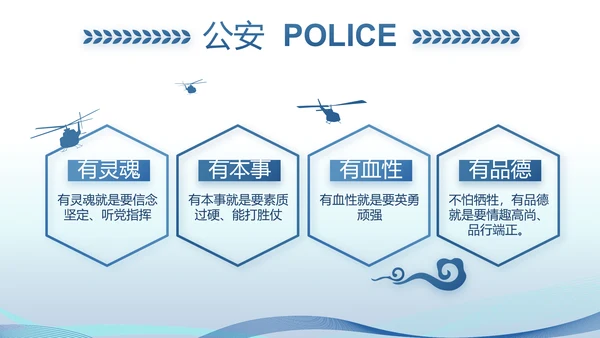 蓝色公安警察演讲年终工作总结PPT