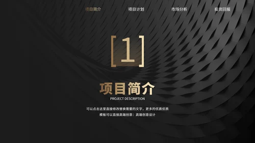 黑金风格项目介绍企业宣传公司介绍招商融资商业计划书PPT模板