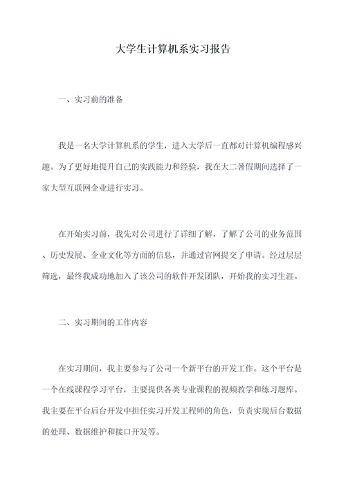 大学生计算机系实习报告