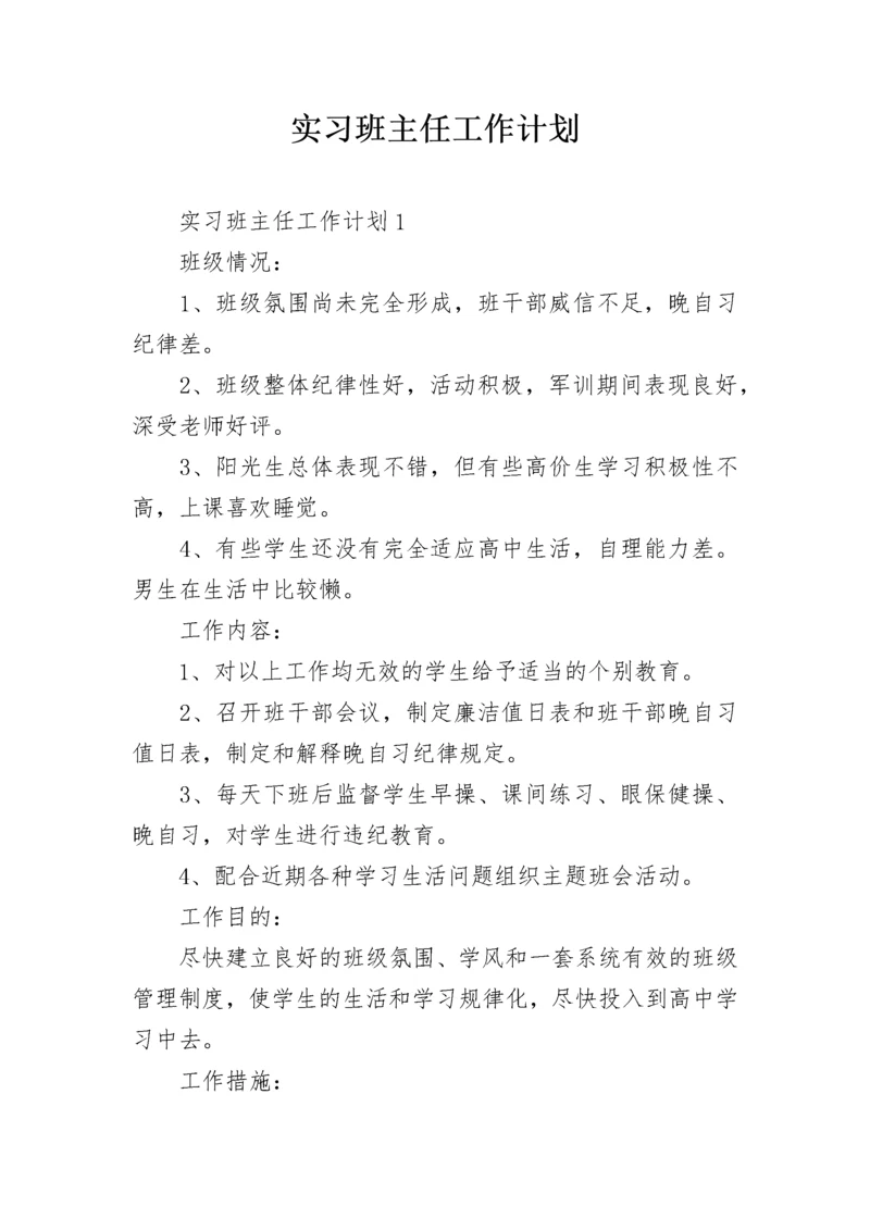 实习班主任工作计划.docx