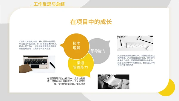 黄色简约产品经理述职报告通用PPT模板