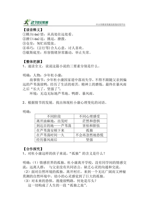 九上语文第17课《孤独之旅》精品实用高效教学设计