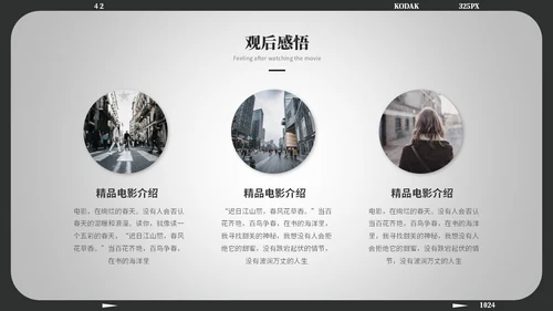 黑白简约风电影介绍电影观后感电影推荐电影分享ppt模板