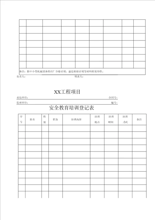 施工单位安全管理台帐样本