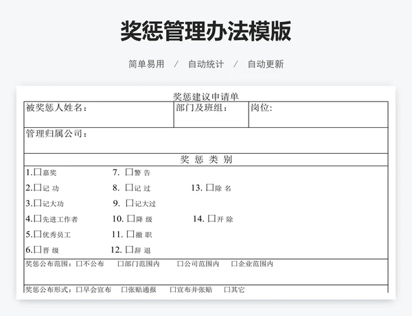 奖惩管理办法模版