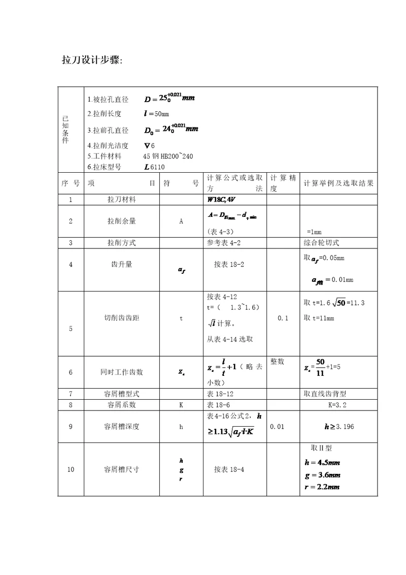 拉刀课程设计周