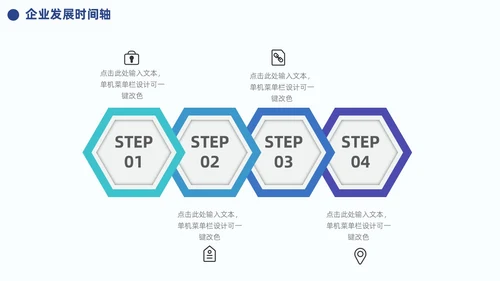 蓝色企业公司发展历程大事记时间轴PPT模板图表