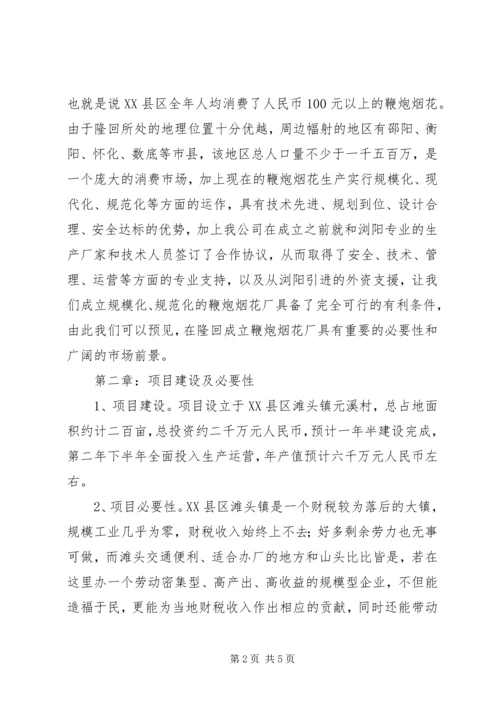 关于成立隆回鞭炮烟花厂的立项申请.docx