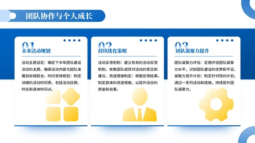 蓝黄色插画风消费品企业员工年中总结PPT模板