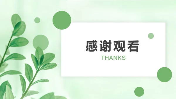浅绿色树叶小清新PPT模板
