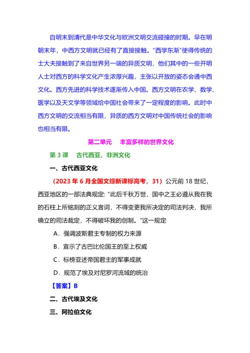2022—23年统编新教材全国各地高考历史真题分单元汇集之选必3.docx