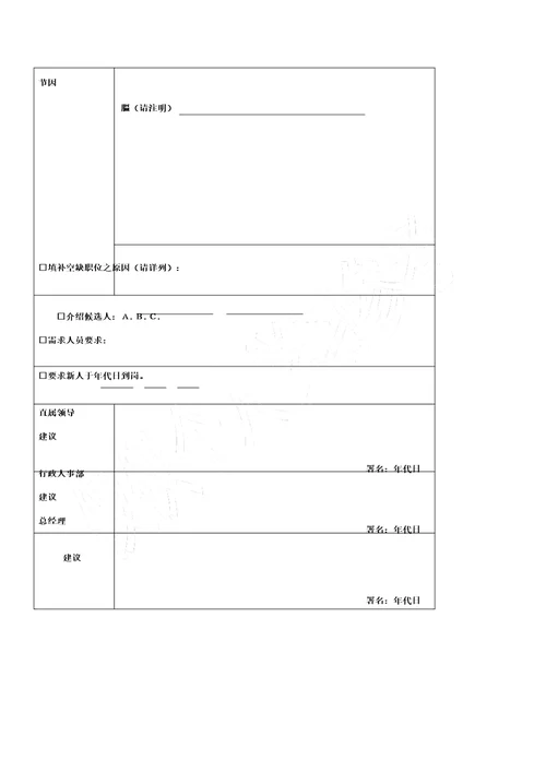 人员编制增加申请表格