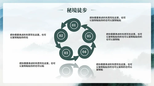 绿色清新实景风贵州旅行攻略旅行计划PPT模板