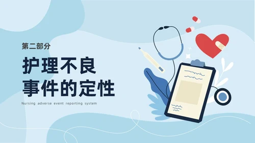 蓝色商务简约插画风医疗护理不良事件报告制度ppt