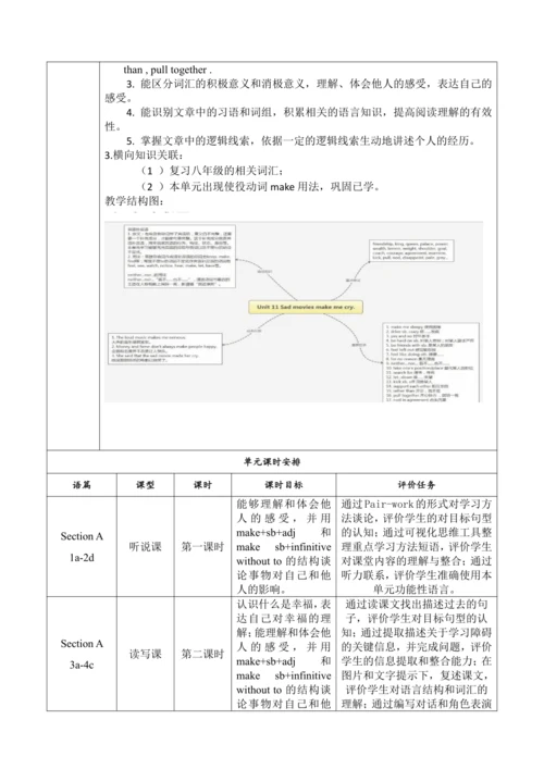 Section A (3a-4c)大单元教学+课时设计Unit 11 Sad movies make