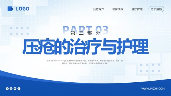 蓝色简约压疮的护理培训PPT模板宣传PPT动态PPT