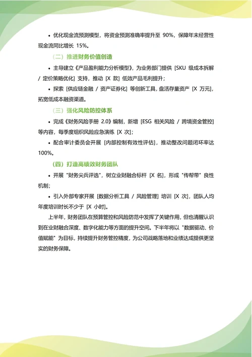 财务总监年中工作总结(年度年终通用)