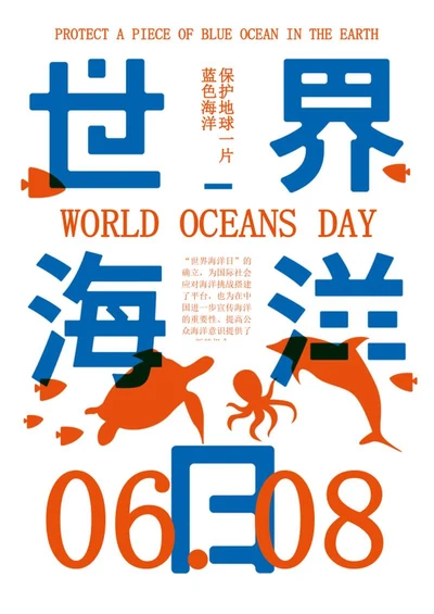 简约白色世界海洋日word模板