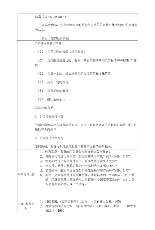 家禽育种学教案