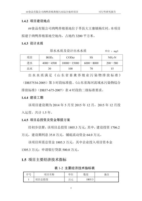 肉鸭养殖粪便污水处理项目可行性研究报告.docx