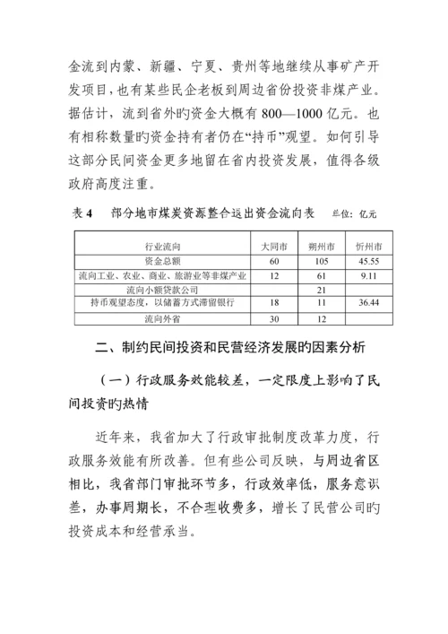 民间资本投资的现状、问题和对策专题研究.docx