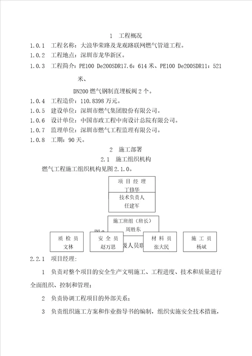 市政燃气管道施工方案