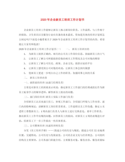 精编之年企业新员工培训工作计划书.docx