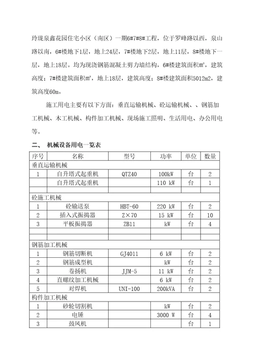 临时用电施工方案作业方案