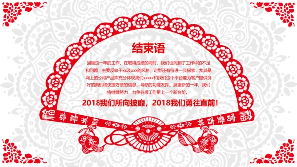 喜庆剪纸民俗狗年新年春节元旦联欢会PPT