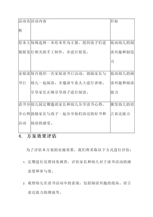 幼儿园读书亲子方案
