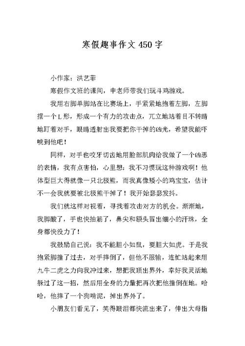 寒假趣事作文450字