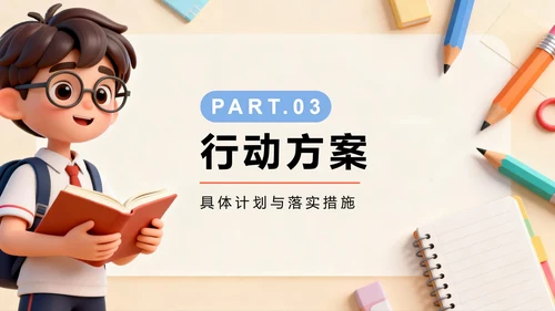 简约可爱3D卡通风班干部生活委员竞选PPT模板