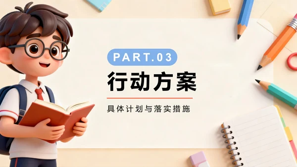 简约可爱3D卡通风班干部生活委员竞选PPT模板