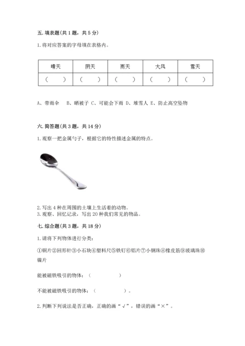 教科版科学二年级上册《期末测试卷》含完整答案（考点梳理）.docx