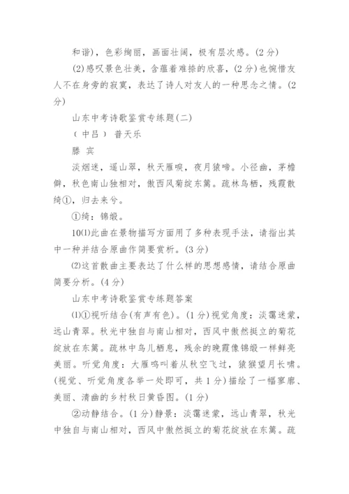 山东中考诗歌鉴赏专练题附答案.docx