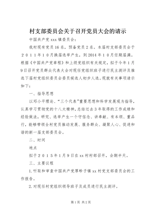 村支部委员会关于召开党员大会的请示.docx