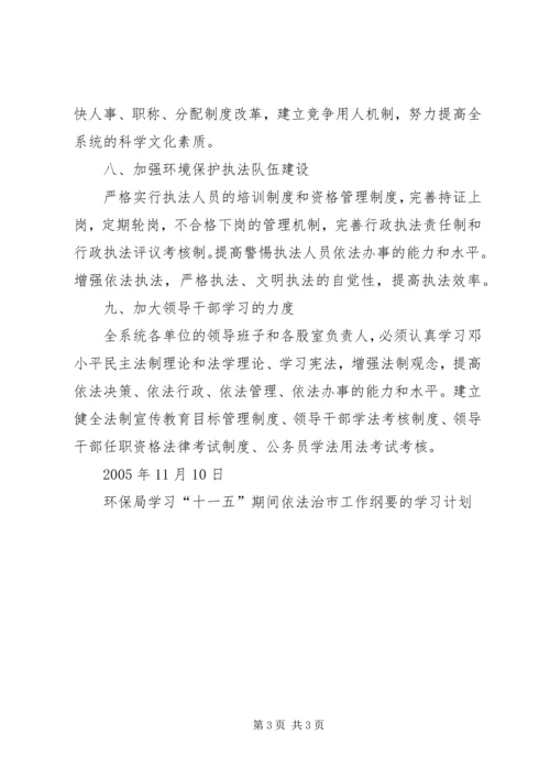 环保局学习“十一五”期间依法治市工作纲要的学习计划 (2).docx