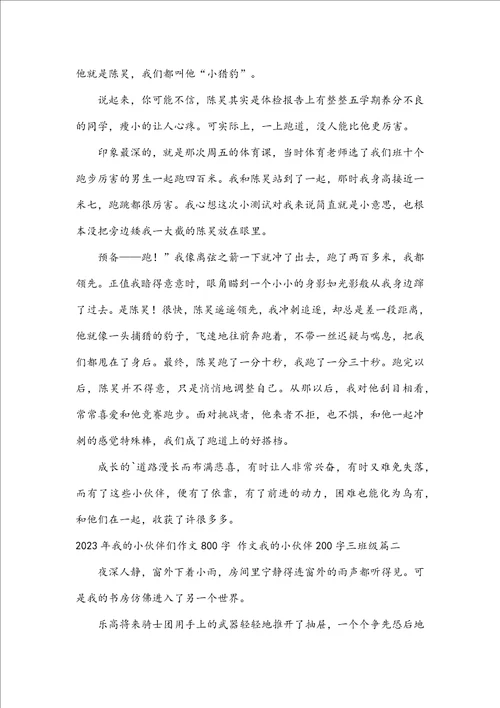 2023年我的小伙伴们作文800字作文我的小伙伴200字三年级五篇