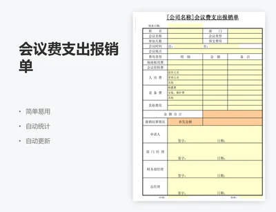 会议费支出报销单