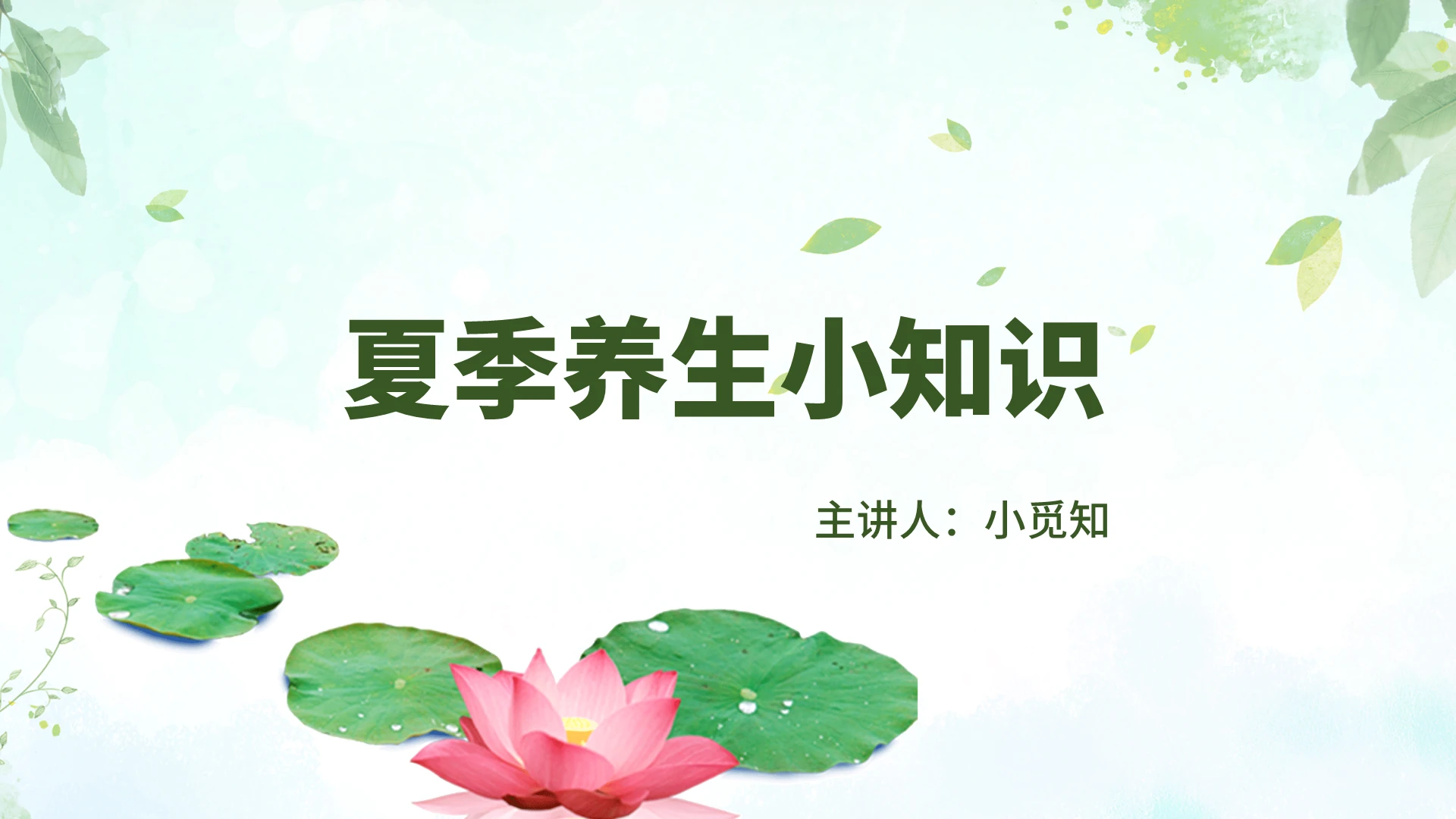 绿色清新知识介绍夏季养生PPT模板夏季养生知识ppt