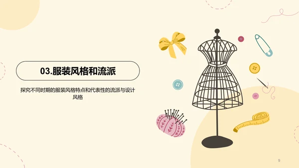黄色插画服装设计专业毕业答辩PPT模板