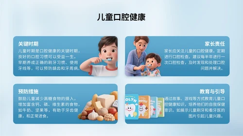 蓝色3D立体风全国爱牙日主题活动PPT模版