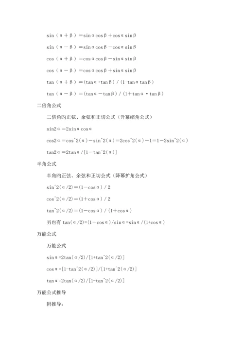 高中数学诱导公式全集高三英语作文套题万能公式高考语文现代文规范答题模式.docx