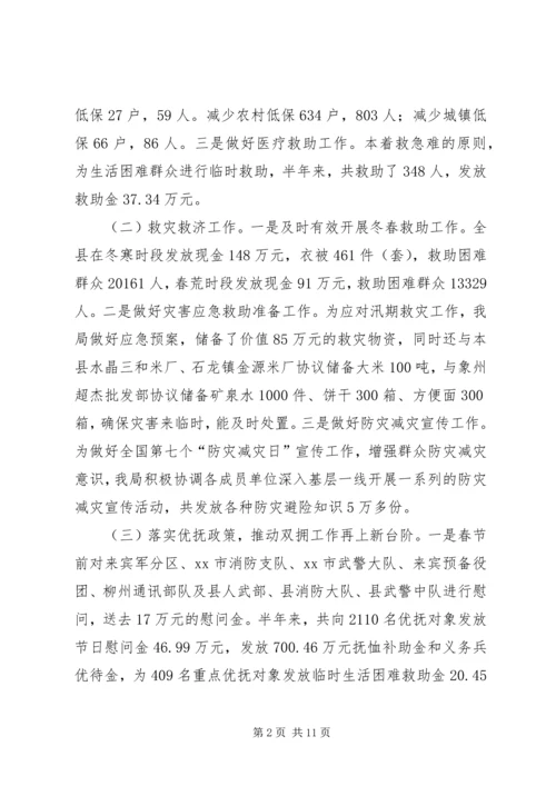 乡镇民政局上半年总结和下半年计划.docx