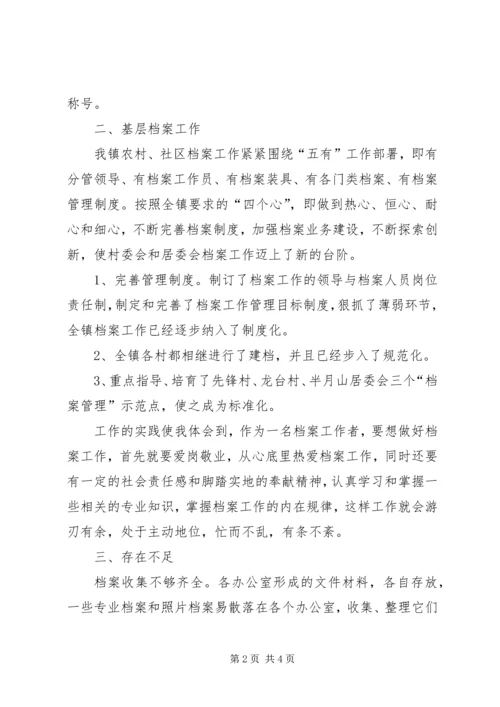 乡镇某年档案工作总结.docx